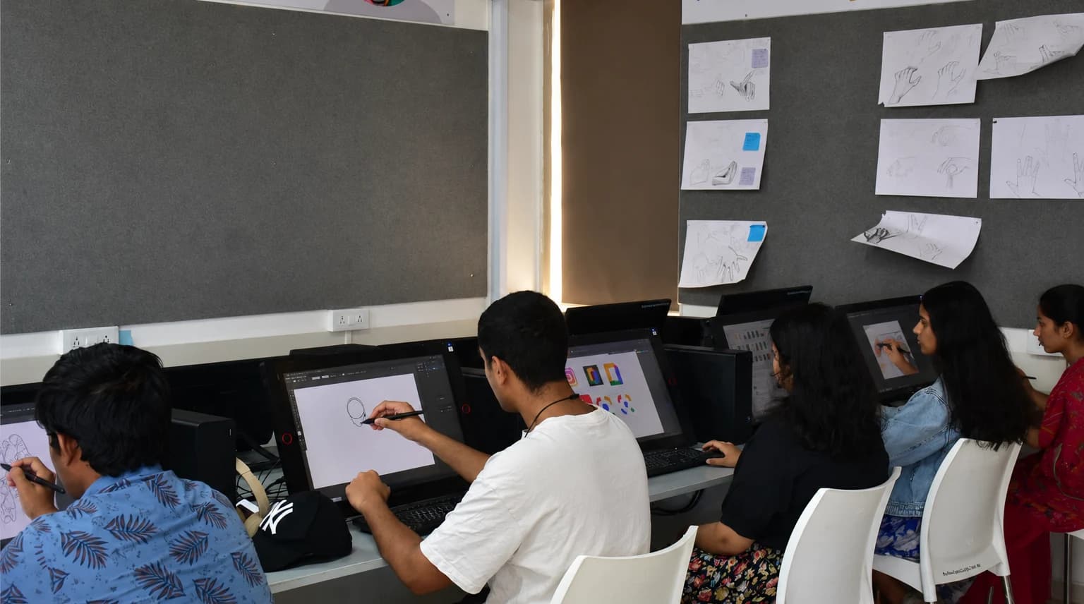 Event & Experience Design students planning a live event concept in the studio