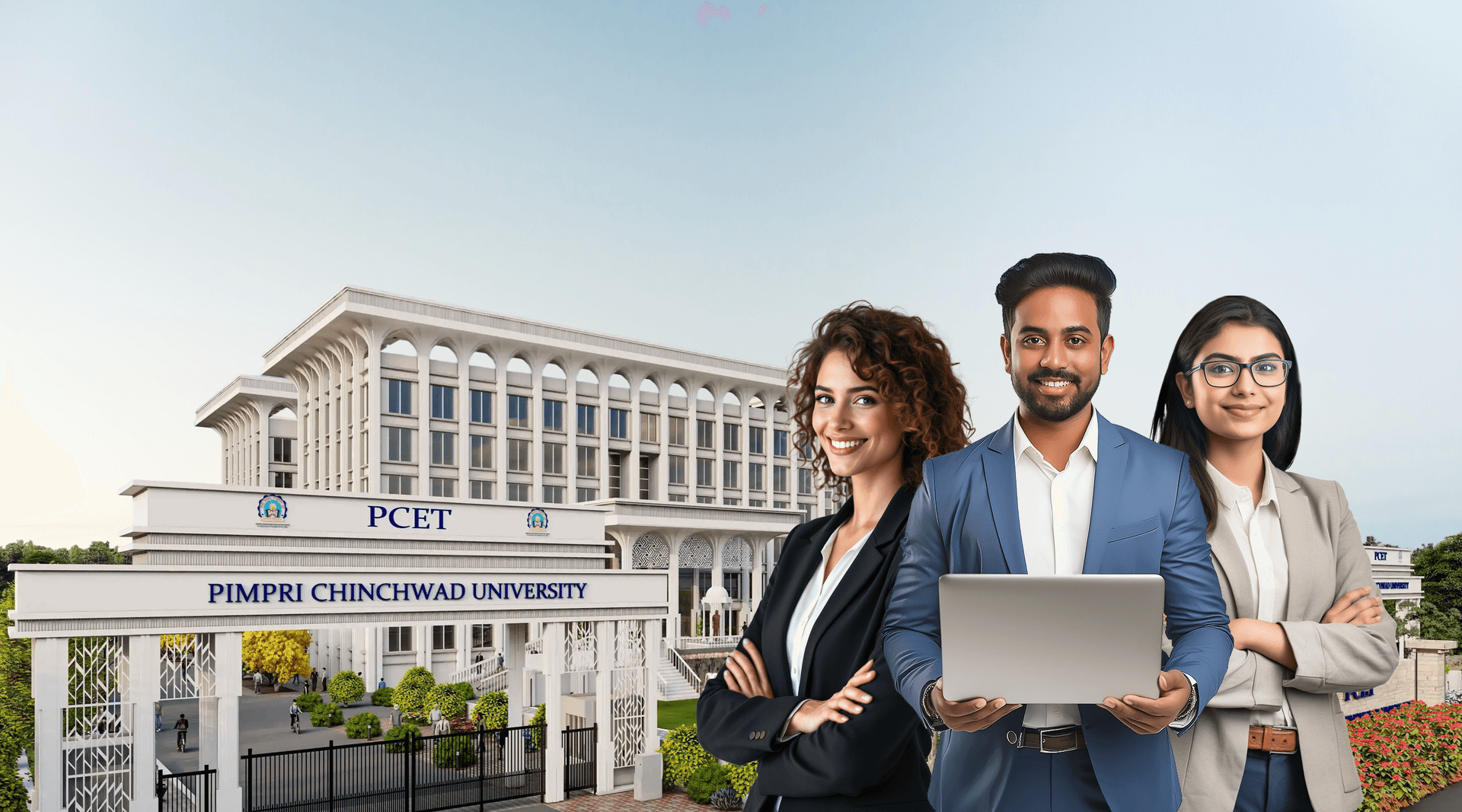 PCU campus with professionals — Why work at Pimpri Chinchwad University
