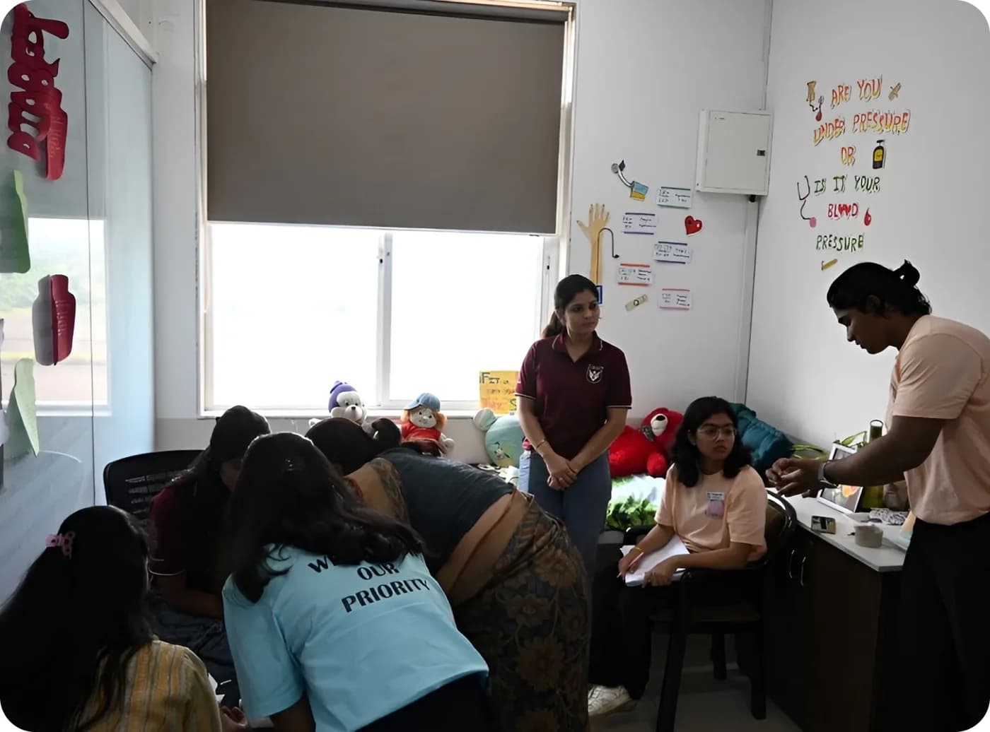 Students collaborating in the PCU Raahatt Diet & Wellness Clinic
