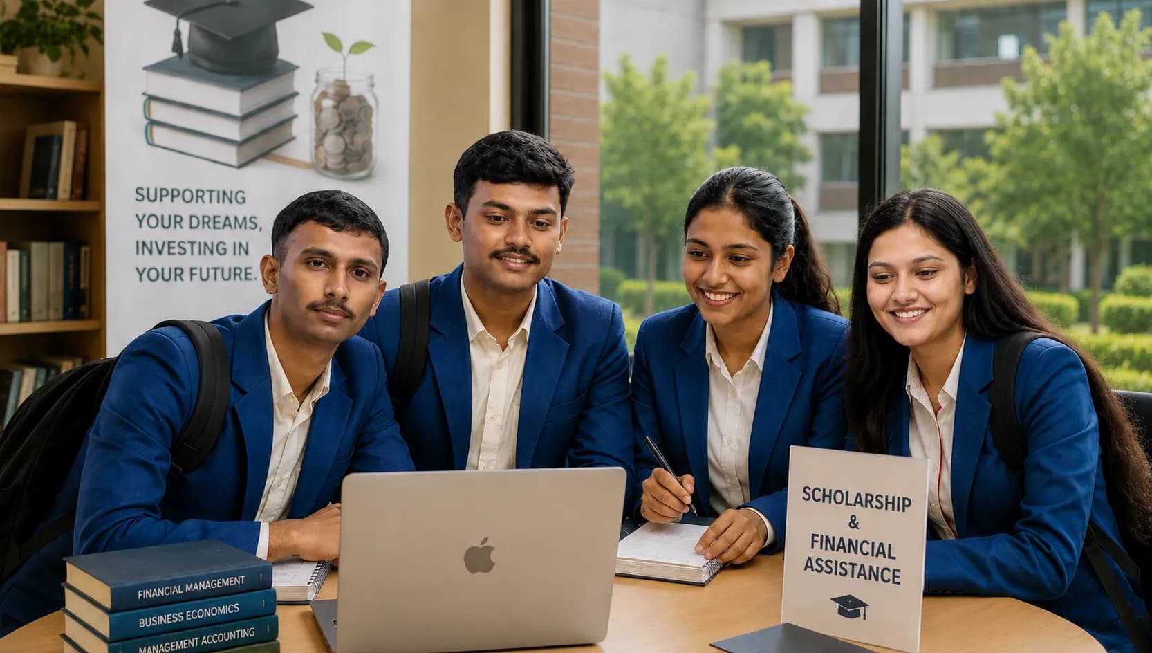 Students collaborating on campus