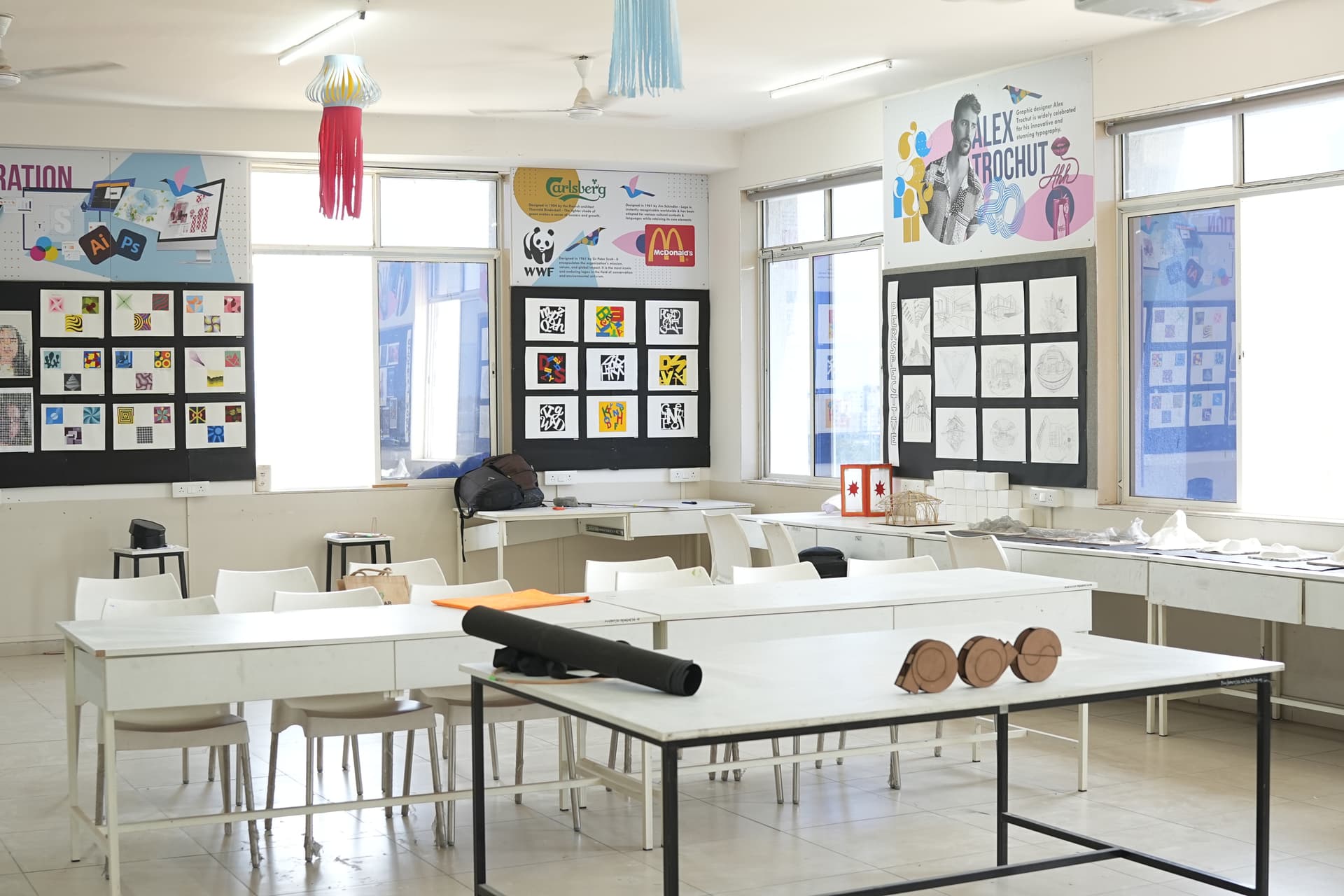 Students working in a design studio at Pune Design School