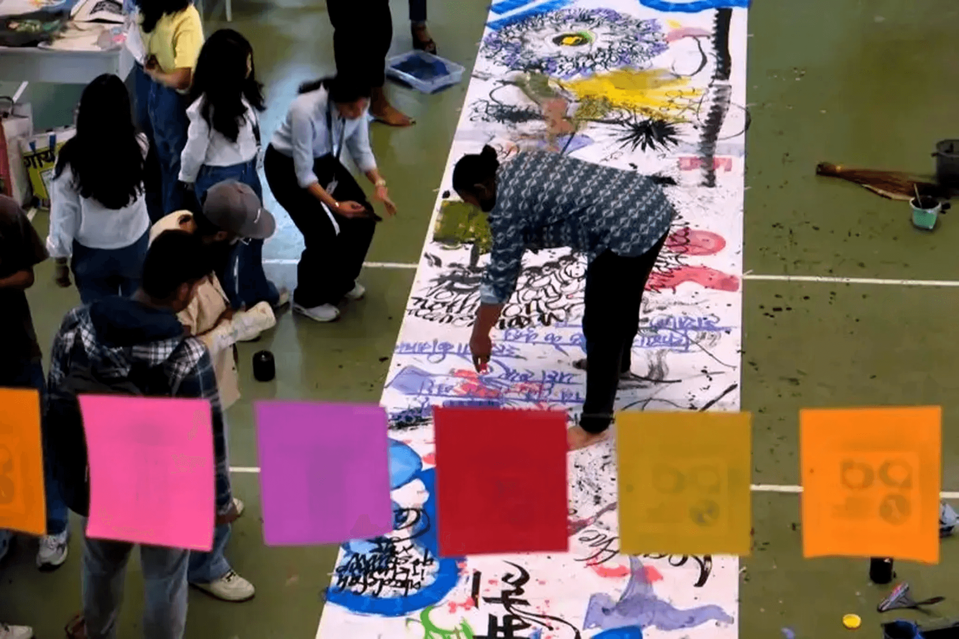 Students collaborating on a studio assignment