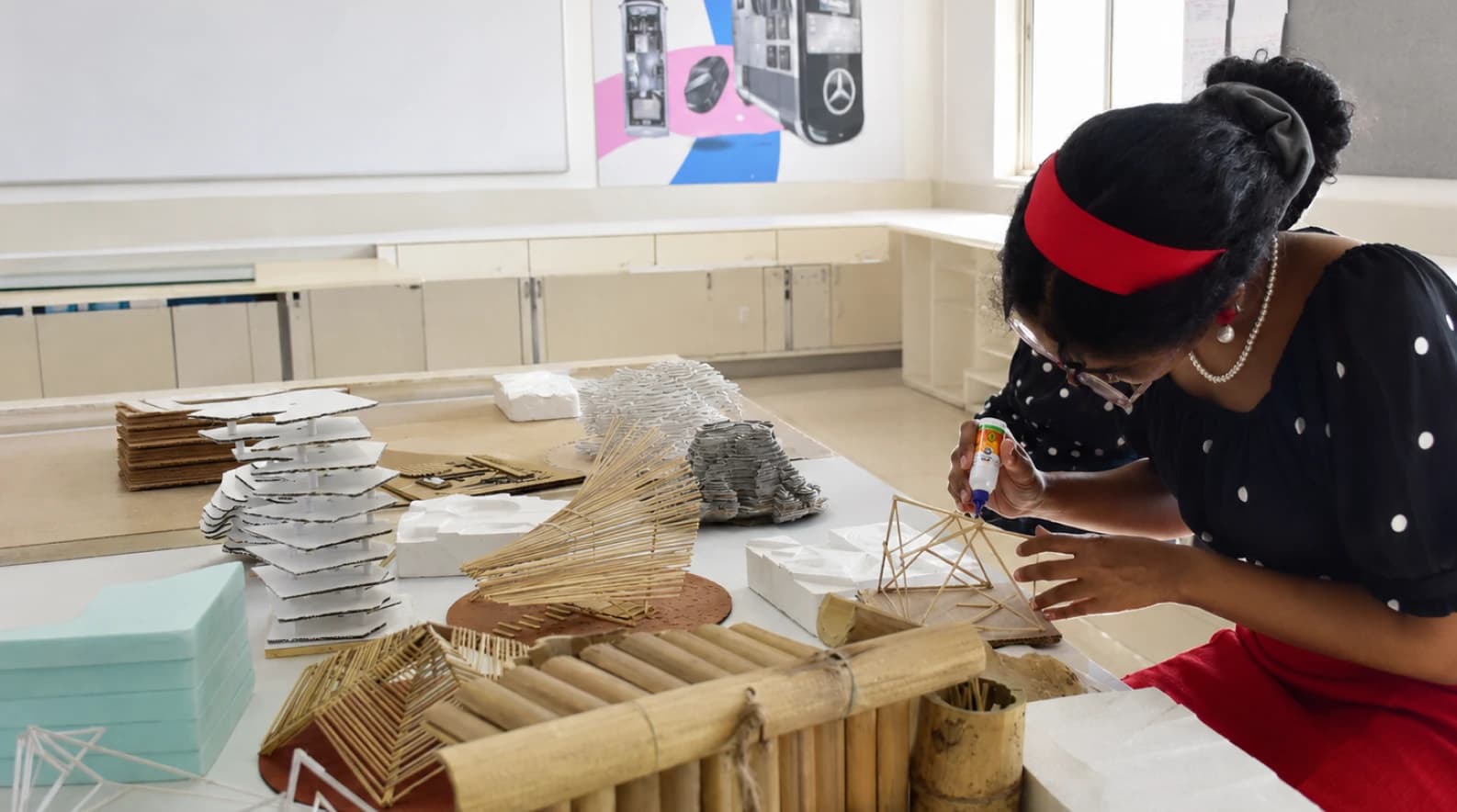Product Design student prototyping models in the studio
