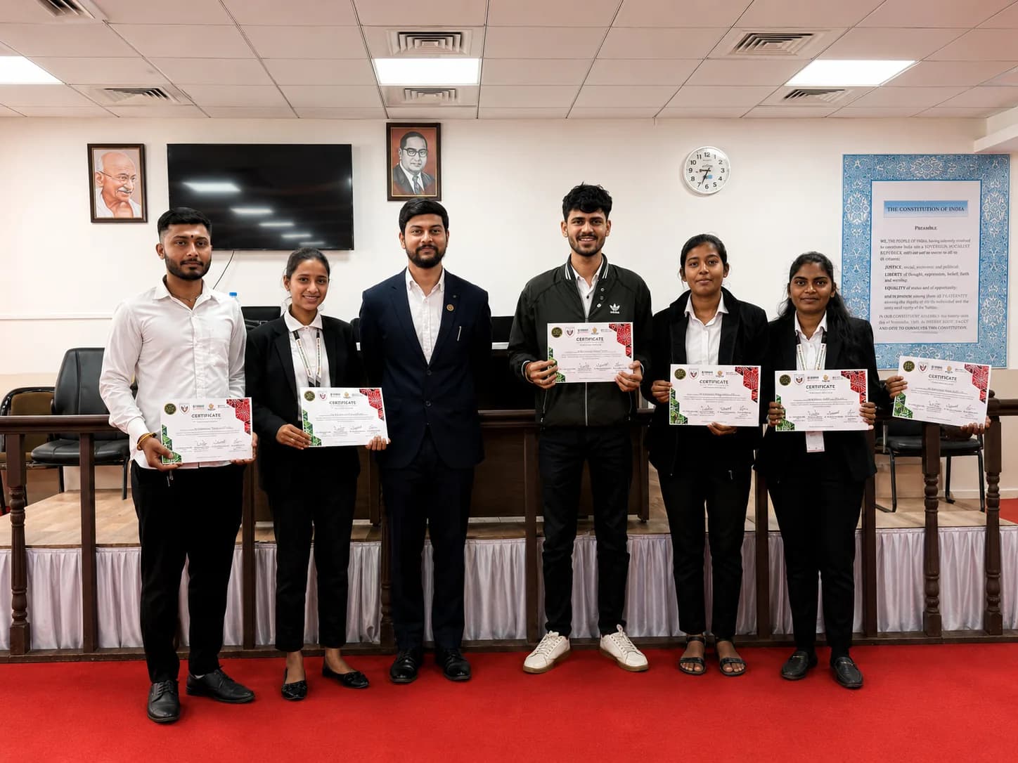 Law students in moot court session