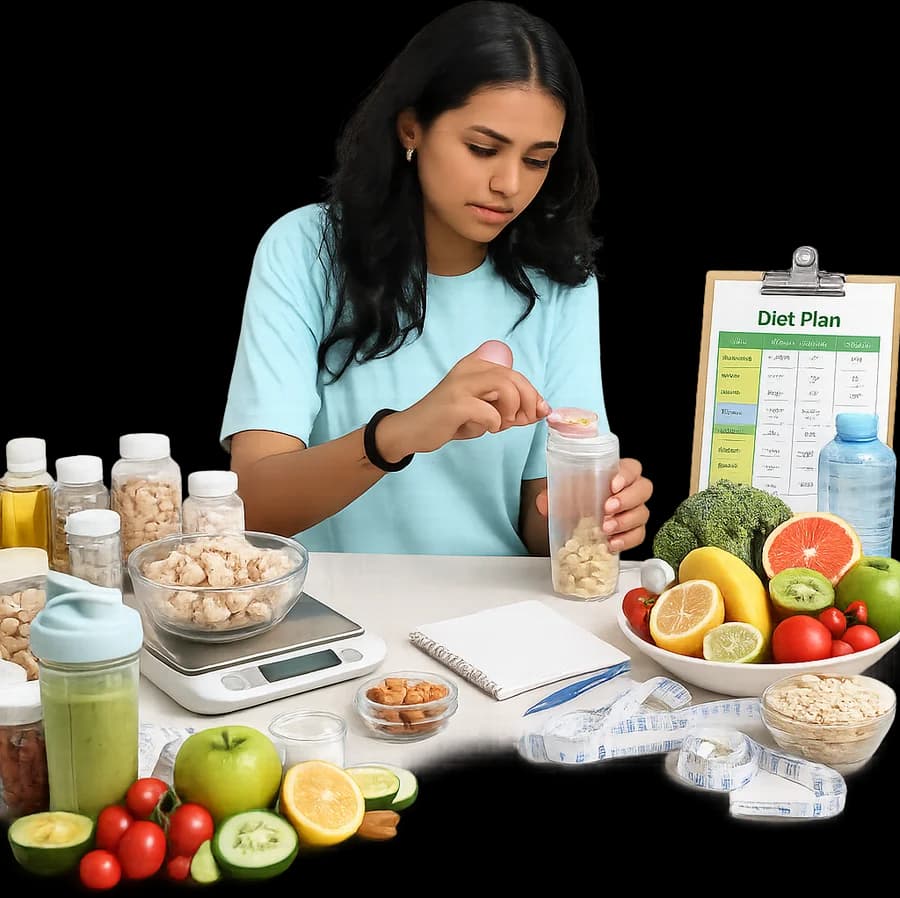 Nutrition and dietetics student preparing a diet plan