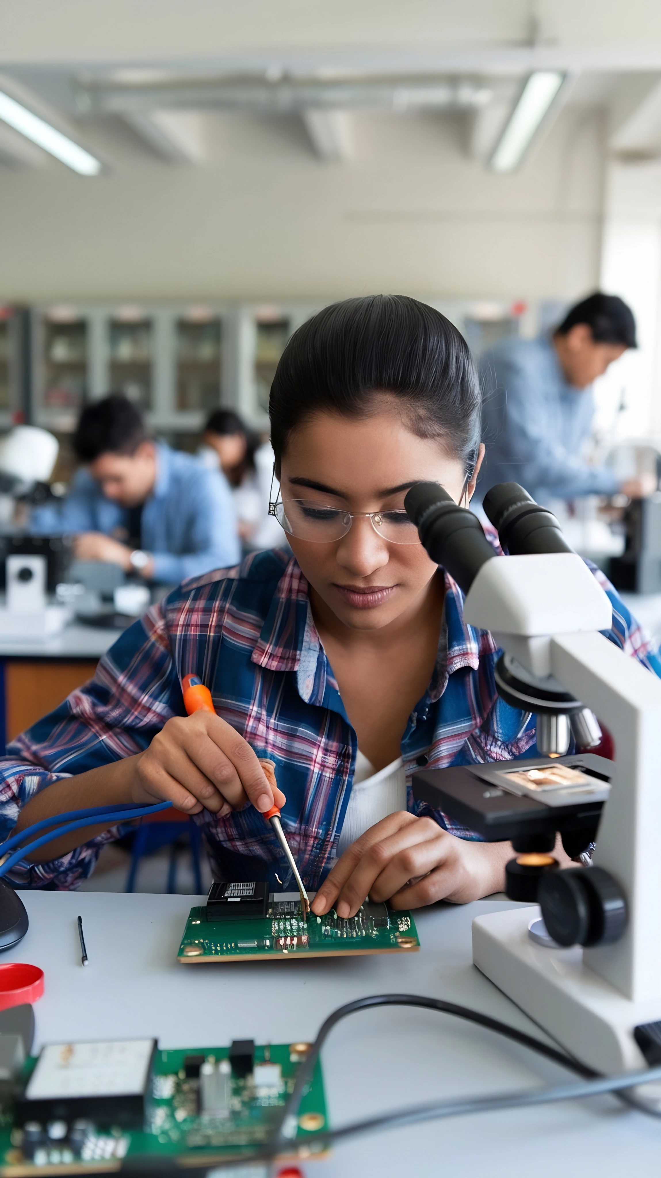 Mechatronics student conducting practical laboratory research