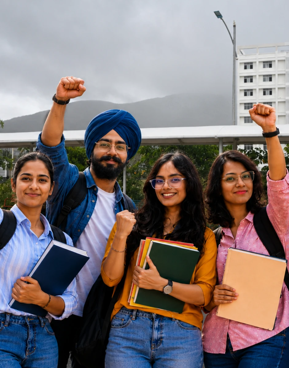 Ph.D. management scholars celebrating on campus